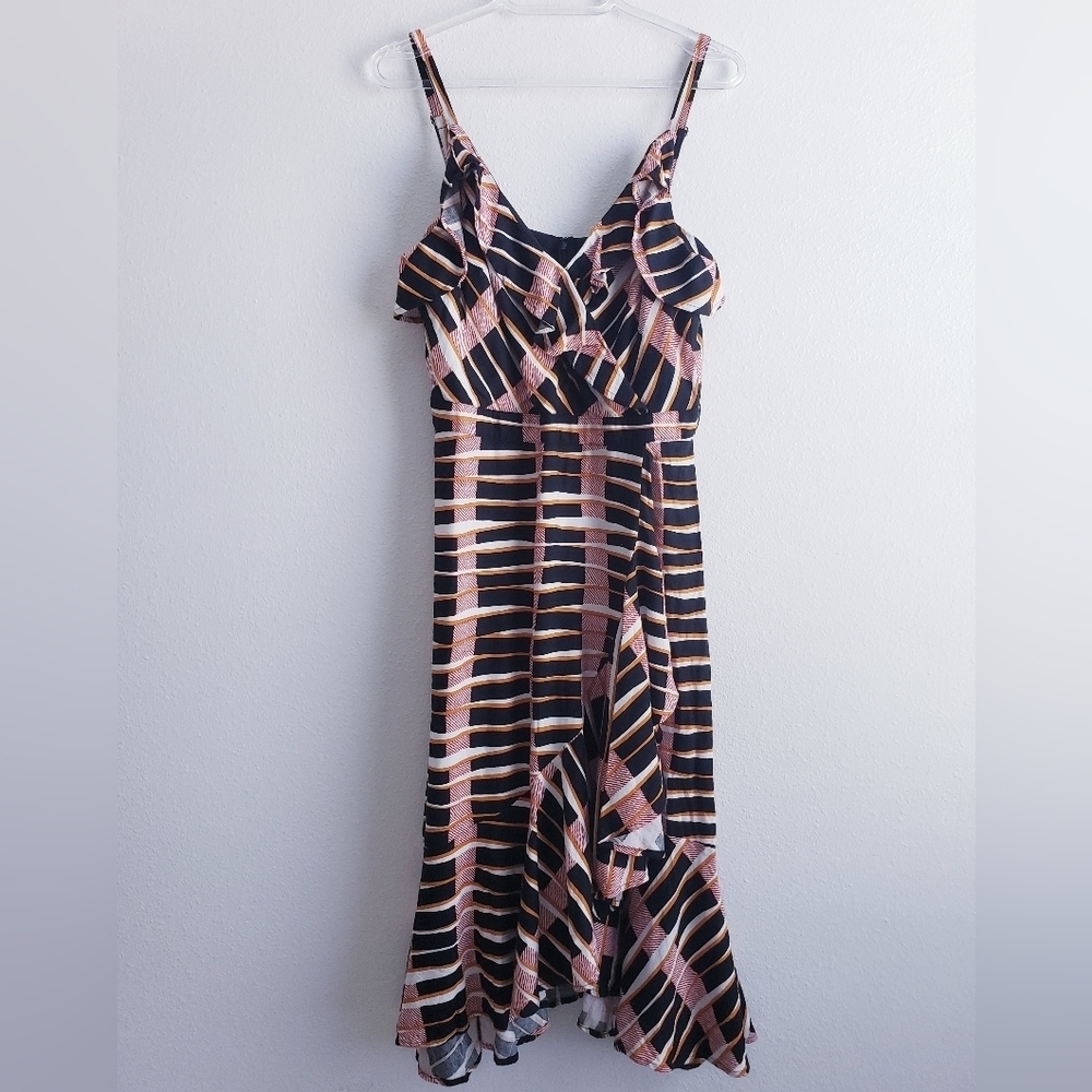 Ann Taylor Factory Abstract Mock Wrap Midi Dress